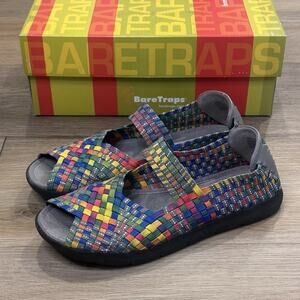 BareTraps Women’s 6 Ivette Multicolor Peep Toe Woven Mary Janes Artsy Whimsical